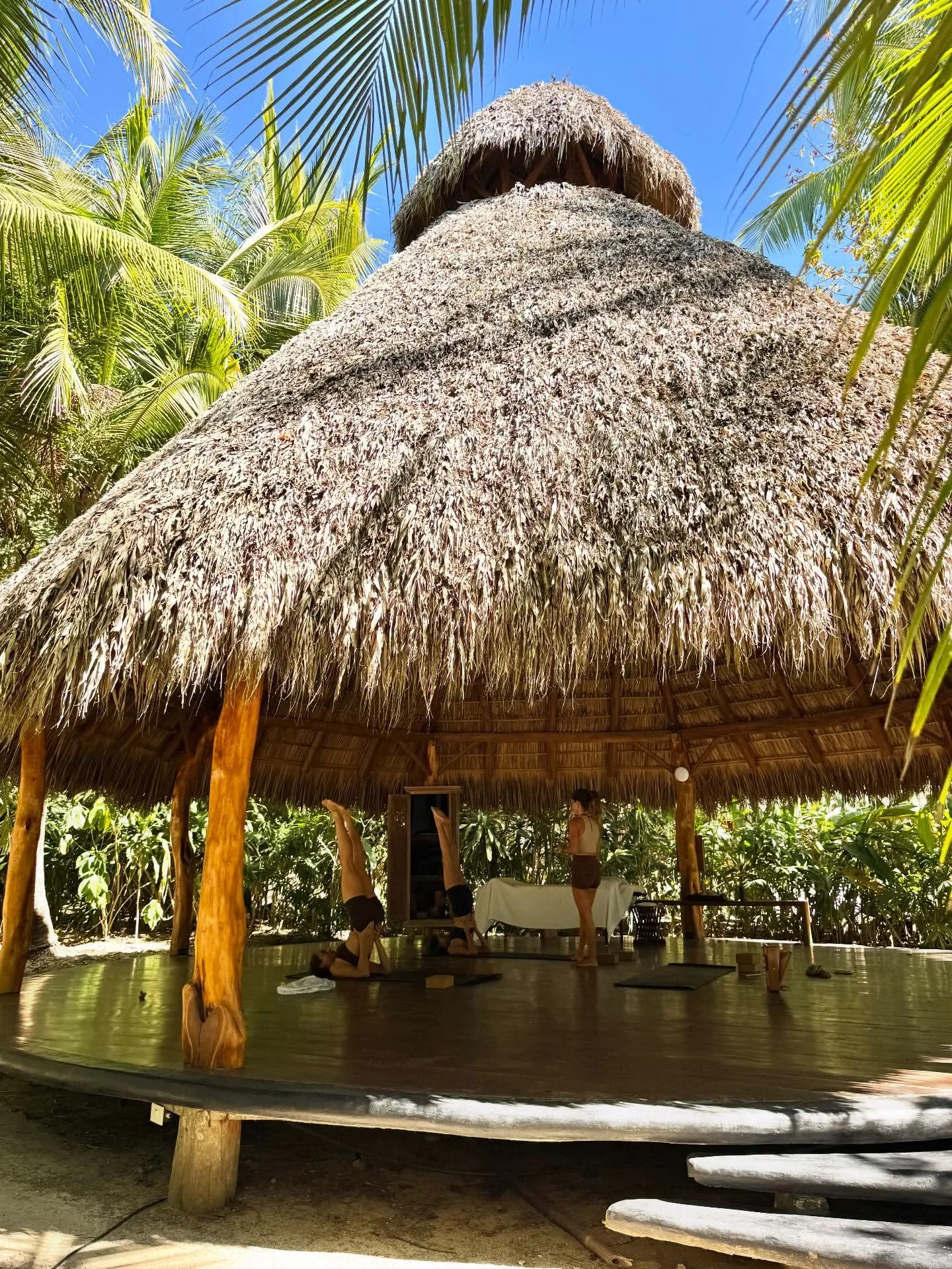 Quiet moments under thatched eaves.